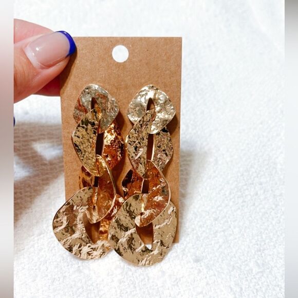 Gold chain drop earrings M201 - Picture 5 of 5